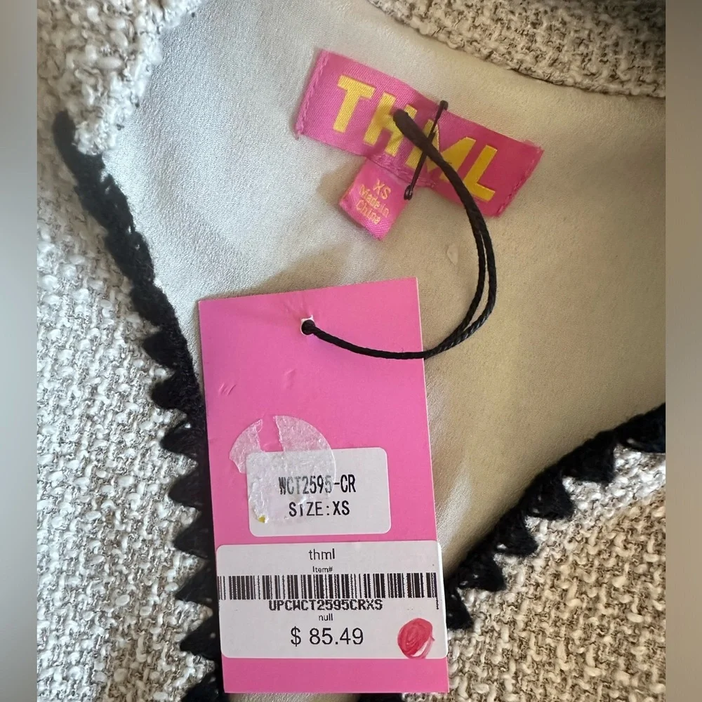 THML ‘Maxine’ tweed mini dress Cream and black, size XS, preppy, neutrals - Picture 6 of 6